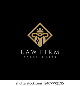 SN initial monogram logo for lawfirm with pillar in creative square design