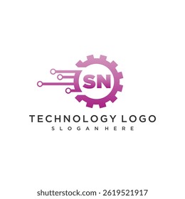 SN initial monogram for technology logo design