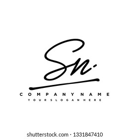 SN initial signature logo. handwriting logo template vector,