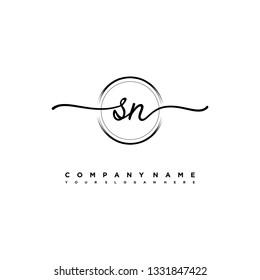 SN initial signature logo. handwriting logo template vector,
