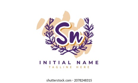 Sn Initials, handwriting logo vector