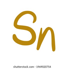 Sn-Initialen, handgeschriebenes goldenes Logo für Identität