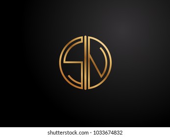 SN Letter circle shape gold color logo Design