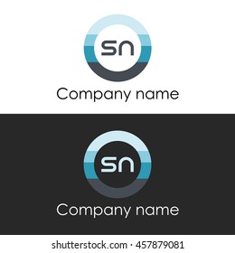 SN letter circle shape icon logo white blue