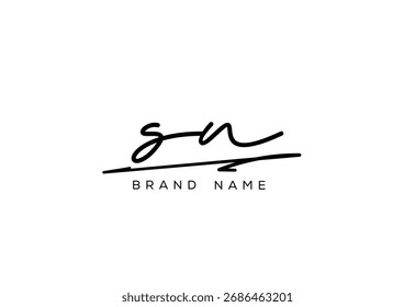 SN letter elegant cursive beauty handwriting logo.