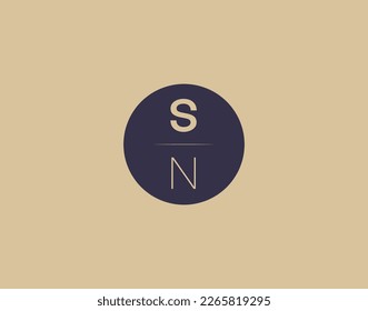 Letra sN diseño de logotipo elegante moderno imágenes vectoriales