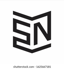 SN Logo Emblem Monogram With Shield Style Design Template Isolated On white Background