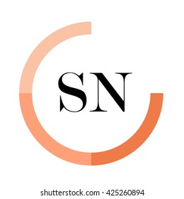 SN logo icon design template elements. Orange color vectors. Design identity in circle. Alphabet letter
