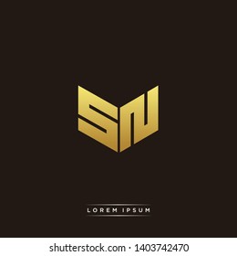 SN Logo Letter Initial Logo Designs Templete with Gold and Black Background