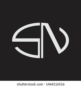 SN Logo letter oval monogram design template with black and white colors