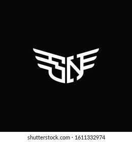 SN logo monogram emblem shape with wings style ribbon design template