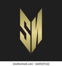 SN Logo monogram with emblem style isolated with gold colors