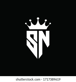 SN logo monogram emblem style with crown shape design template