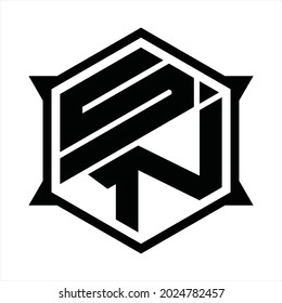 SN Logo monogram with hexagon and sharp shape design template