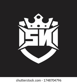 SN Logo monogram isolated with shield and crown design template