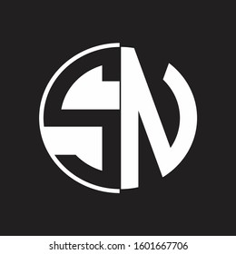 SN Logo monogram with Negative space style design tempate