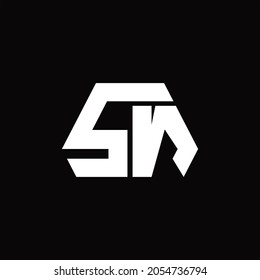 Monograma de logotipo SN con plantilla de diseño de estilo de forma octagón sobre fondo negro