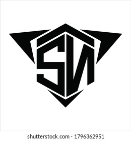 SN Logo monogram with wings arrow around design template on white background