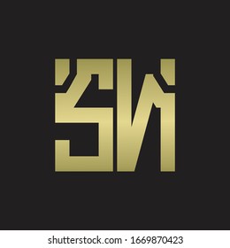 Logotipo SN con plantilla de diseño de forma escrupulosa con colores dorados