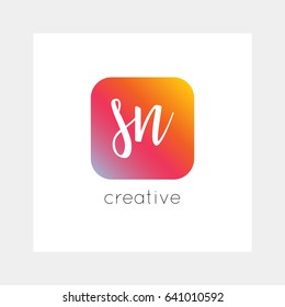 SN logo, vector. Useful as branding, app icon, alphabet combination, clip-art.