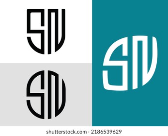 SN modern initial letter logo design vector bundle. It will be suitable for which company or brand name start those initial.