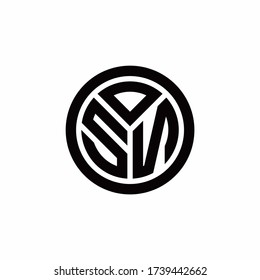 SN monogram logo with circle outline design template isolated on white background