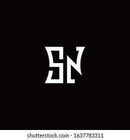SN monogram logo with curved side style design template