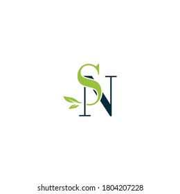 SN nature letter logo design vector template