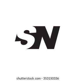 SN negative space letter logo