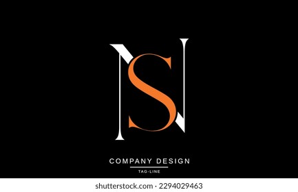 Monograma del logotipo de las letras abstractas SN, NS