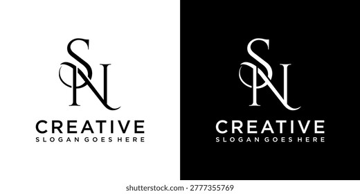 SN or NS initial letter logo design vector