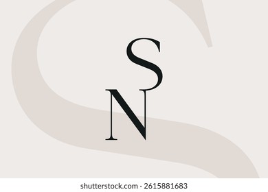 SN or NS letter logo icon design. Classic style luxury initials monogram.