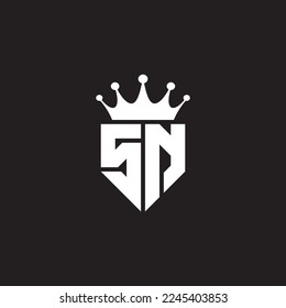 SN or NS logo monogram symbol shield with crown shape design vector