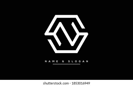 Monograma del logotipo de las letras abstractas SN ,NS ,S ,N
