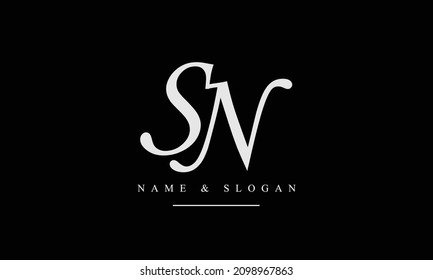 SN, NS, S, N letras abstractas monograma