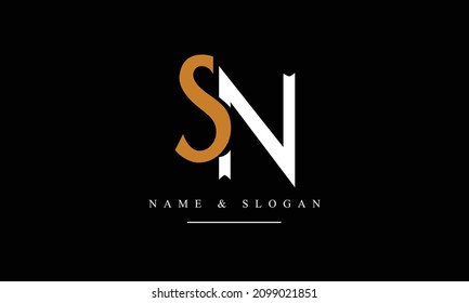 SN, NS, S, N letras abstractas monograma