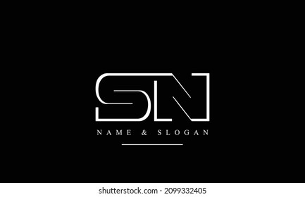 SN, NS, S, N letras abstractas monograma