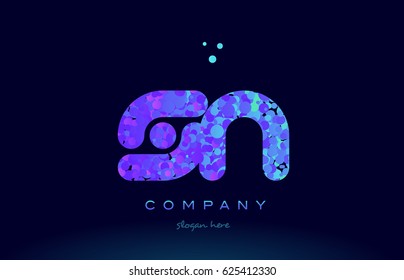 sn s n alphabet pink blue bubble circle dots creative letter company logo vector icon design template