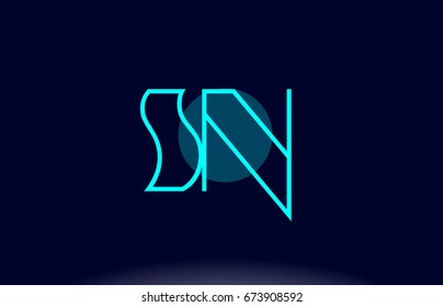 sn s n blue line circle letter logo alphabet creative company vector icon design template