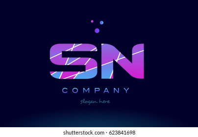 sn s n  creative color blue background pink purple magenta alphabet letter company logo vector icon