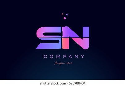 sn s n creative color blue background pink purple blue magenta alphabet letter company logo vector icon design
