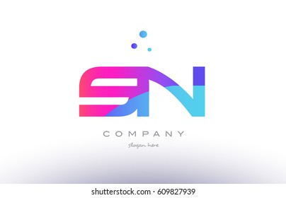 sn s n  creative pink purple blue modern dots creative alphabet gradient company letter logo design vector icon template