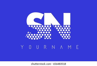SN S N Dotted Pattern Letter Logo Design Vector with Blue Background.