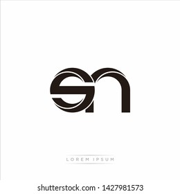 sn s n Initial Letter Split Lowercase Modern Monogram linked outline rounded logo