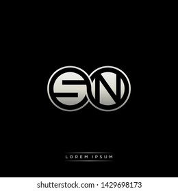 SN S N initial letter linked circle capital monogram logo modern template silver color edition