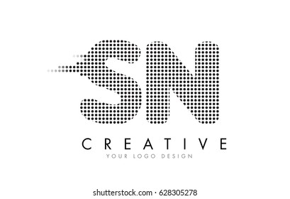 SN S N Letter Logo Design with Black Dots and Bubble Trails.