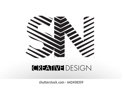 SN S N Lines Letter Design with Creative Elegant Zebra Vector Illustration.