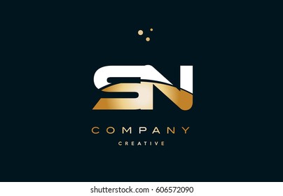sn s n  white yellow gold golden metal metallic luxury alphabet company letter logo design vector icon template