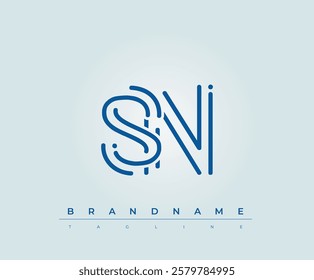 SN Technology Letter Logo Template. This tech letter logo is a graphic mark that uses letters to represent a technology company.