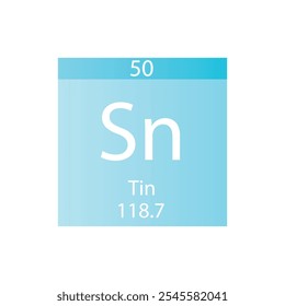 Sn Tin Pós-transição metal Químico Elemento Tabela Periódica. Simples ilustração de vetor quadrado plano, simples ícone de estilo limpo com massa molar e número atômico para Lab, ciência ou classe de química.